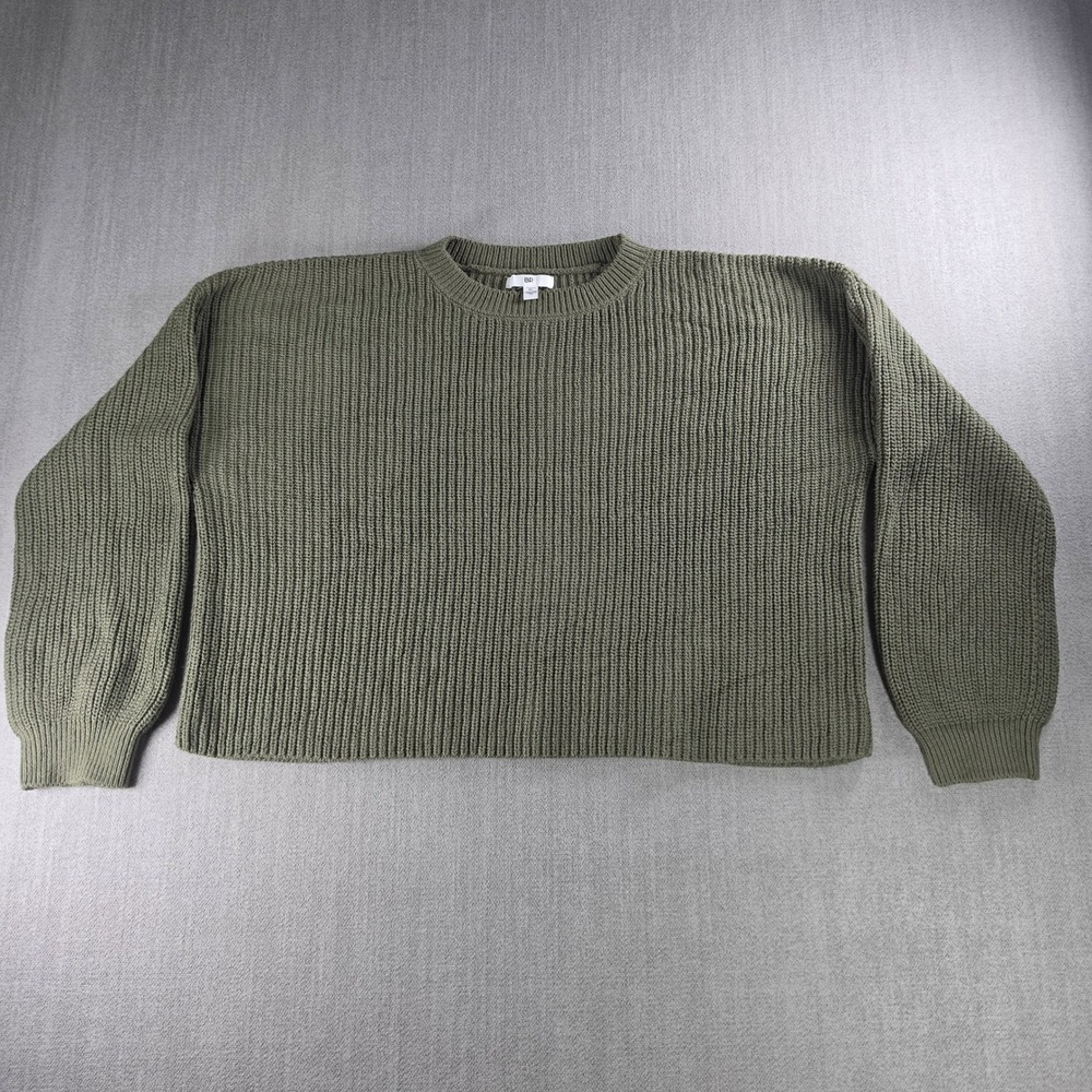 BP Sweater Women XL Olive Green Shaker Stitch‎ Cropped Knit Drop Shoulder XX7502